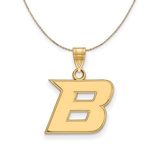 14k Yellow Gold Boise State Small Initial B Necklace - 22 Inch